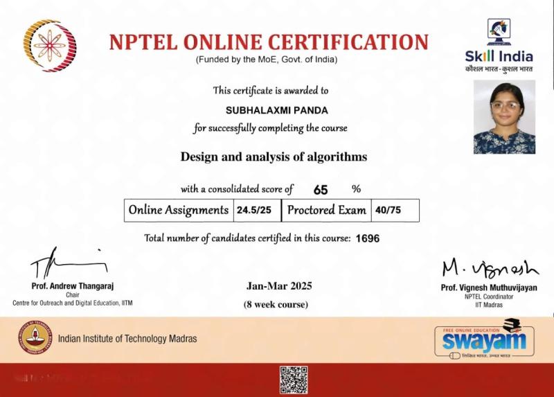Algorithms Certificate